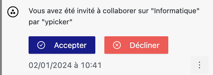 Notification invitation